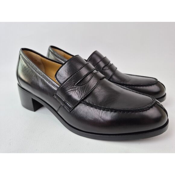 The Row Women's Black Vera Leather Penny Loafer Heel Size 38 - Picture 1 of 7